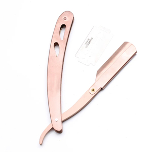 Rasoir pliant professionnel en acier inoxydable coupe-barbier à bord droit pour le rasage du bikini du corps du visage avec support sécurisé - Product Image 5