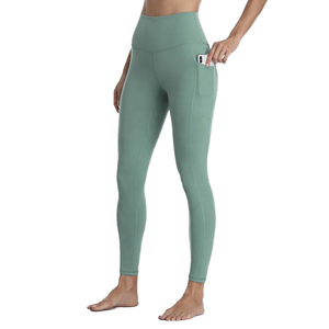 Leggings chauds pour femmes en spandex/nylon doublés de polaire, taille haute, couleur unie, avec poche, pour l'automne, l'hiver, le yoga et l'entraînement - Product Image 5