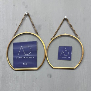 <b>Picture</b> <b>frame</b> set of 2 hanging photo <b>frame</b> unique design with hanging chain brass finish - Product Image 4