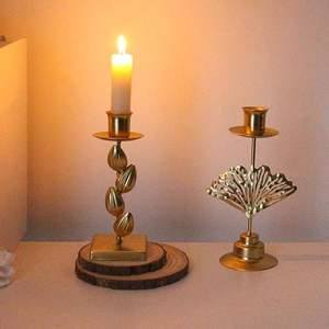 Portavelas de Latón de Estilo Lujoso, Adornos Únicos para el Hogar en Navidad y Decoraciones para Eventos, Elegante Portavelas - Product Image 1