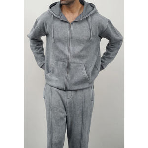 Survêtements pour hommes sur mesure, respirants, grande taille, coupe-vent, streetwear vintage, 100% coton, imprimé léopard, délavé à l'acide - Product Image 3