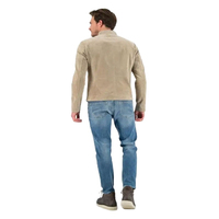 Blouson moto en daim pour homme, col montant, fermeture éclair, couleurs personnalisables, coupe ajustée, hiver, anti-humidité, respirant, manches classiques