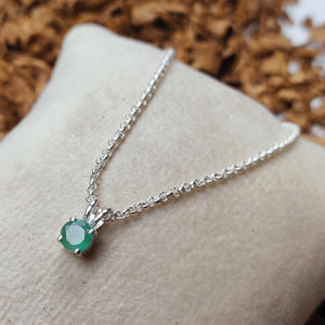 Juego de clavijas de plata de ley Natural de 5mm, Colgante de Piedra de nacimiento, collar de piedra de nacimiento Bohemia, Esmeralda verde (teñida) - Product Image 4