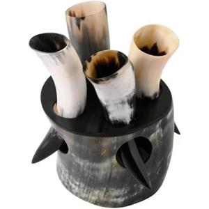 Corne à boire en buffle naturelle de qualité supérieure, fabriquée à la main, avec une finition lisse et un support durable inclus pour les festivals et les fêtes - Product Image 1