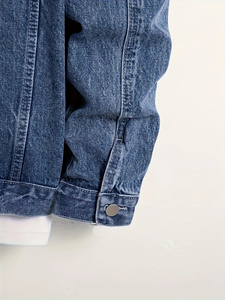 Veste en jean décontractée pour homme, coupe classique, coton, broderie, vêtements de travail, poches poitrine, col classique, boutons devant, lavage en machine - Product Image 5