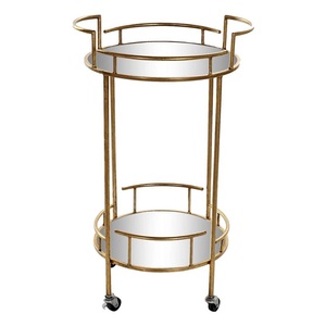 Home Garden Gold Plated Finishing Glass <b>Metal</b> <b>Trolley</b> Interior And Exterior Use Serving Tea Coffee <b>Trolley</b> Affordable Price - Product Image 5