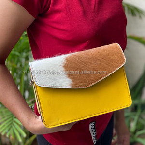 Nouveau Style occidental recyclé peau de vache fourrure cuir sacs à bandoulière de haute qualité à la mode véritable recyclé fourrure cuir fronde sac à main - Product Image 2