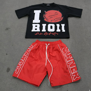 ชุดลำลองของผู้ชายชุด2ชิ้นเสื้อยืด100% กางเกงขาสั้นผ้าไนลอนและกางเกงขาสั้นผ้าคอตตอนออกแบบโลโก้ได้ตามต้องการ - Product Image 6