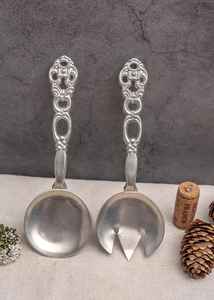 Servidores de ensalada de acero inoxidable de diseño antiguo, herramientas de ensalada de Metal para el hogar, Hotel, restaurante, Catering, eventos directamente en la India - Product Image 3