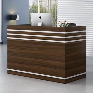 Bureau de réception commercial moderne blanc brillant en matériau de surface solide pour immeuble de bureaux, école, hôtel, centre commercial, supermarché - Product Image 1