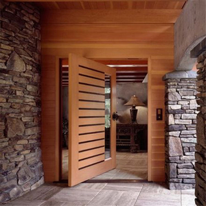 Porte de villa en bois massif de style moderne Isolation acoustique Couleur bois d'origine Porte pivotante rotative pour artisanat Surface finie Porte de villa - Product Image 3