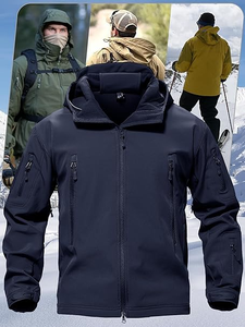 Veste softshell pour hommes en gros manteau doublé polaire chaud d'hiver de style tactique avec capuche fournisseur - Product Image 6