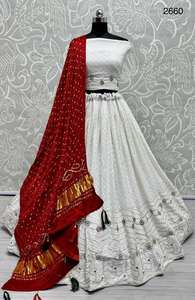 Magnifique fil de coton Lakhanvi fonctionne Lehenga avec Pure Bandhej Dupatta - Product Image 6