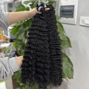 Venta al por mayor PROFUNDA ONDA NATURAL NEGRO SUPER DOBLE PAQUETES CUTÍCULA ALINEADA MATERIA PRIMERA VIETNAMESA EXTENSIONES DE CABELLO HUMANO - Product Image 3