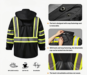 Haute visibilité veste de sécurité réfléchissante vêtements de travail veste de sécurité d'hiver logo personnalisé impression 3m vestes de sécurité de construction réfléchissantes - Product Image 3