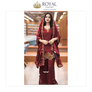 Nouvelle collection traditionnelle Sharara de mariage et de fête Wear Heavy Georgette Top Bottom et Dupatta au meilleur prix - Product Image 5