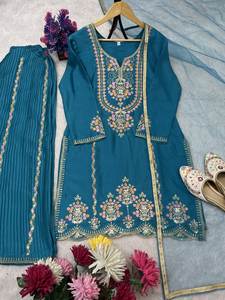 Conjunto Sharara de Diseño para Fiesta con Bordado Floral - Product Image 3