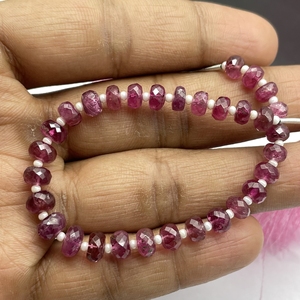 Perles en forme de rondelle à facettes en tourmaline rose de qualité AAA, perles de pierres précieuses naturelles 5.5-6.5MM pour la fabrication de bracelets - Product Image 2