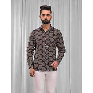 Chemise décontractée pour homme en coton imprimé à manches longues, respirante, en popeline ou tissu Oxford, motif floral ou à pois, offre ODM - Product Image 1