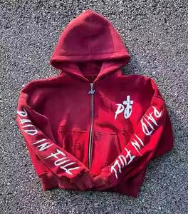 OEM et ODM Sweat à capuche zippé pour hommes avec procédé de sérigraphie à motifs de mode Sweatshirts personnalisés en gros - Product Image 1