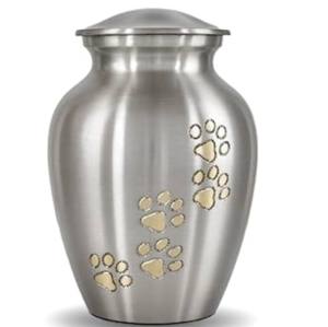 Urnas para mascotas de cremación de latón clásico superior con diseño de huellas de pata y acabado de Color azul Venta caliente urnas de metal para mascotas - Product Image 3