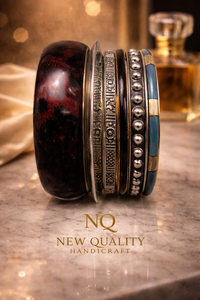 Elegant Designer <b>Bangle</b> <b>Set</b> – Black Resin Gold Plated Bracelets with Crystal Detail, Ladies Fashion Jewelry Bulk - Product Image 2