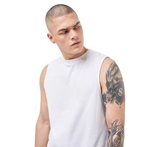 <b>Mens</b> Relaxed Fit White Tank <b>Top</b> Cotton <b>Muscle</b> Shirt with Bold Logo Perfect for Gym Sports Layering and Streetwear Fashion - Product Image 4