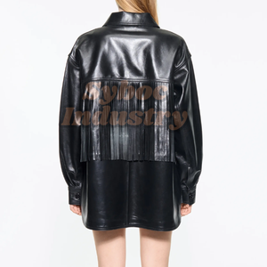 Chaqueta de cuero con flecos occidentales verdes para mujer, chaqueta de cuero con flecos Vintage de cuero de oveja genuino para fiestas temáticas de vaquera - Product Image 5