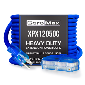 สายพ่วงต่อพ่วงแบบสามทาง DuroMax XPX12050C สำหรับงานหนัก ยาว 50 ฟุต ขนาด 12 เกจ สีน้ำเงิน - Product Image 2