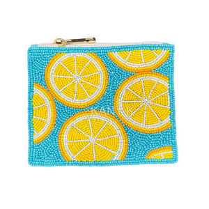 Porte-monnaie artisanal en perles de citron, design fruit mignon, mini pochette zippée pour femmes et filles - Product Image 1