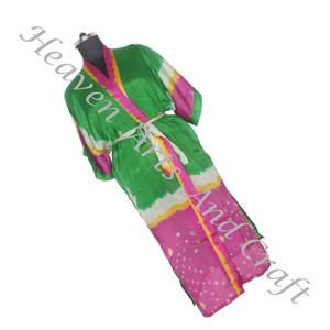 KL013 2024 primavera mujer Vintage Sari Kimono manga larga elegante multicolor ropa de playa largo Vintage seda Vintage Sari Kimono - Product Image 1