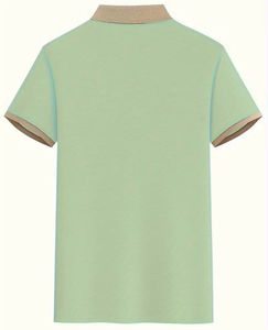 Chemise de golf décontractée pour homme avec drapeau français imprimé polyester tissu tricoté légèrement extensible coupe régulière col à revers bouton couleur unie - Product Image 2