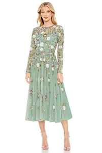 Vestido de seda de lentejuelas Vestido ajustado con cuentas Vestido de longitud corta Fiesta formal Vestidos casuales con mangas largas - Product Image 2