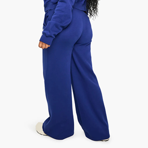 New Arrived 2026 Winter Polyester/Cotton Blend Fleece Women's Straight Sweatpants <b>Lace</b> Decoration Flat Front <b>Elastic</b> Waist - Product Image 2