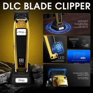 Tondeuse à cheveux sans fil professionnelle pour hommes, moteur BLDC, lame détachable avec revêtement DLC, étanche IPX7, base de charge pour barbiers - Product Image 5