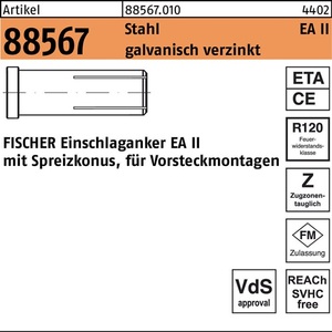 ไดรฟ์อินแองเคอร์ R 88567 EA II M20x80 เหล็ก-10 ชิ้น สำหรับ FISCHER - Product Image 1