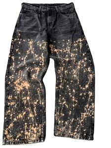 Jean en denim délavé pour homme, 100% coton de haute qualité, coupe oversize ample à jambe évasée, taille haute, style Hip Hop, écologique, avec service OEM/ODM - Product Image 2