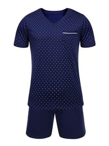 Pyjama pour homme en coton tricoté respirant à séchage rapide, col rond, manches longues, deux pièces, style coréen décontracté, col roulé, pour l'automne - Product Image 1