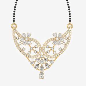 Collier Mangalsutra en argent sterling pour femme avec diamants Moissanite ronds et en forme de poire – Bijoux haut de gamme - Product Image 1