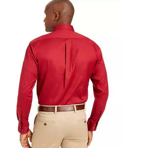 Camicia Classica da Uomo Vestibilità Regolare Elasticizzata Antipiega Tinta Unita Rossa 100% Cotone Popeline Taglia XL (16-32-33) - Product Image 3