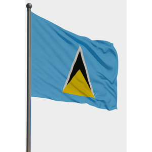 Drapeau de voiture extérieur Sainte-Lucie, impression numérique sur polyester durable et mât de drapeau en aluminium soyeux - Product Image 1