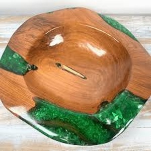 Beautiful Resin Layer Finished High Wood Bowl <b>Large</b> Handmade Modern Custom Designer Sticker Print Enamel Wood Bowls-the QUALITY - Product Image 3
