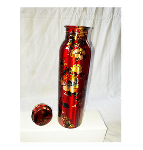 Botella de agua de cobre con diseño impreso, botella de agua de cobre puro ayurvedas de lujo con 99.98%, beneficios para la salud, nuevo diseño multicolor - Product Image 1