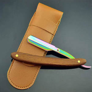 Herramienta de peluquero de hoja negra, acepta maquinilla de afeitar con mango de madera OEM, maquinilla de afeitar recta de una sola hoja reemplazable - Product Image 1