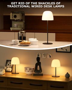 Đèn bàn kim loại không dây di động với chao đèn bằng nhựa, điều chỉnh độ sáng không cấp độ, pin sạc 5500mAh đi kèm - Product Image 3