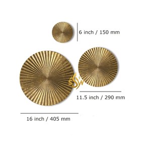 Arte de pared de diseño moderno forma redonda de alta calidad hecha de arte de pared de Metal oro pulido colgante regalo de boda arte de pared decorativo - Product Image 3