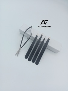 Ensemble de pinces à sourcils couleur noir mat avec ciseaux à ressort, pinces à sourcils légères à pointe épaisse, inclinée, carrée et pointue - Product Image 6