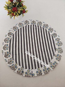 Modern Floral Reversible Placemats Hand Block Print Frill <b>Edge</b> Reusable Disposable Dining Table Decor for Home Events Weddings - Product Image 4