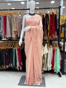 El último diseñador Georgette Silk Diamond Work Saree de Fab Zone - Product Image 2