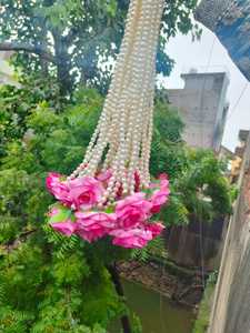 Rose Pearl String Flower Garland Floral Wedding Decoration Wall Hanging Outdoor Event Theme Party Function Festival Backdrop - Product Image 2